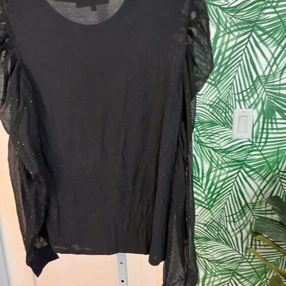 Generation Love Black Quinn Rhinestone Puff Sleeve Top small - Picture 4 of 11